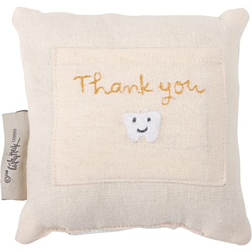 Image of Primitives by Kathy Tooth Fairy Pillow, 5x5-inch - My BaBEE Tooth Keepsake with Storage Pocket for Rewards & Embroidered Bee Design