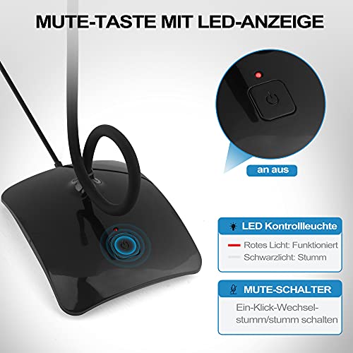 USB Mikrofon PC Computer Standmikrofon, Plug & Play mit Stummschalttaste Microphone für Skype, Zoom, Spiele, Diktation… – Bild 6