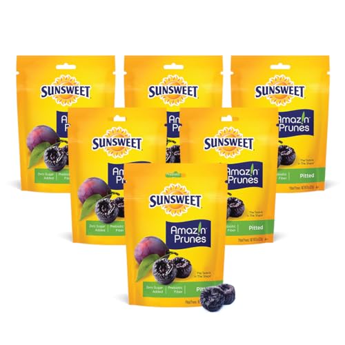 Sunsweet Pitted Prunes, Unsweetened & Gluten Free (8 oz) - 6 Pack
