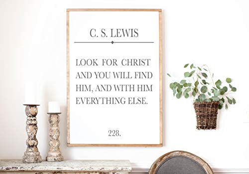 Bruyu5se Framed Wood Sign Rustic Wooden Sign Christian Wall Decor Christian Signs Christian Wall Art CS Lewis Quote Sign CS Lewis Wall Art 16 x 20 Inch Decorative Sign Home Decor