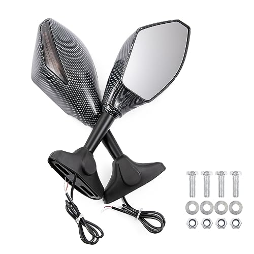 Moto Rétroviseur latéral avec clignotants LED Universel pour Cruiser Street Sport Bike (B)