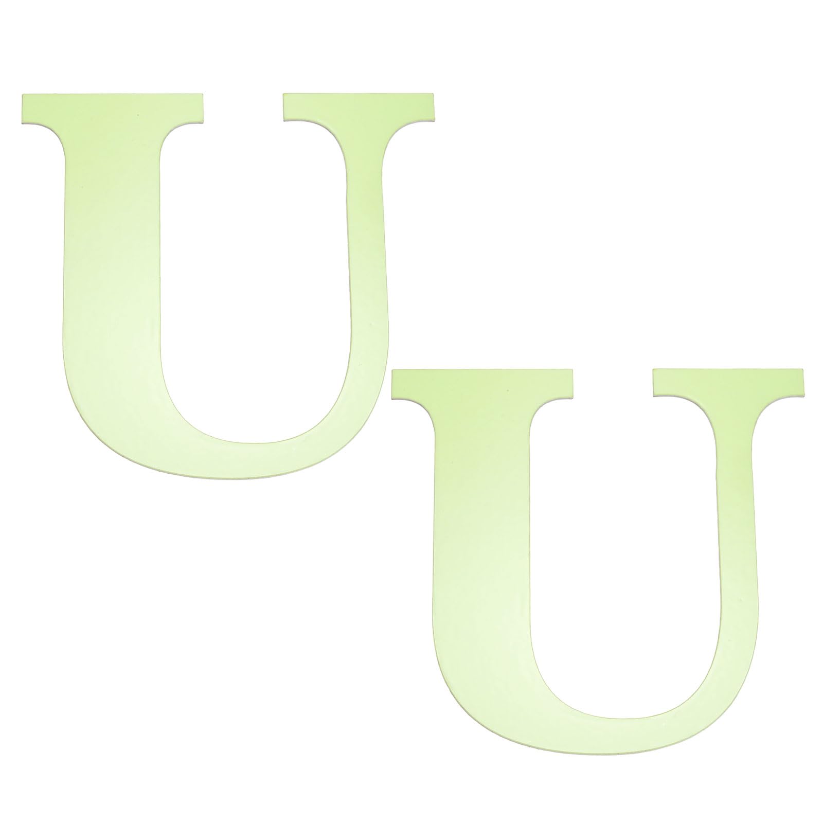 sourcing map 2Pcs 3D Alphabet Mirror Wall Stickers, 3.9" Letter U Self-Adhesive Glow in the Dark Sticker for DIY Party Wedding House Room Bedroom Wall Decoration, Fluorescent Green