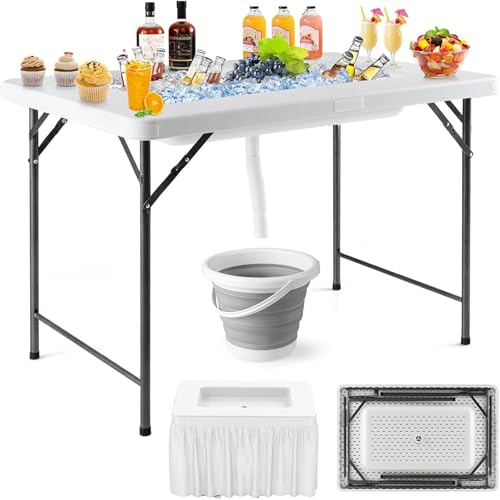 Giantex Foldable Ice Bin Table with Drain