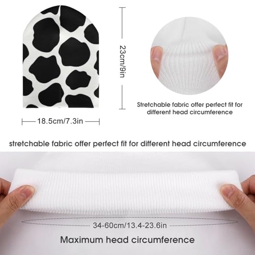 Cow Print Kids Beanie Hat for for Girls Boys Children Cap Winter Knitted Chemo Cancer Headwear Accessories Gifts Decoration Black2