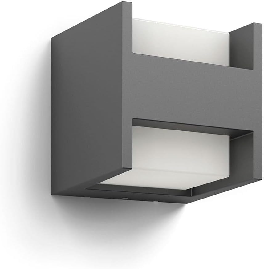 Philips myGarden Arbour LED Outdoor Wall Light, anthracite grey, showing up and down illumination