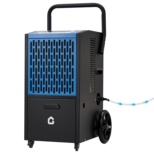 105 pt Commercial Dehumidifier for Basement, Large Dehumidifier with Drain Hose, Timer and 4 Wheels, Ideal for Flood Repair, Drying Basement, Warehous