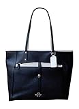 Coach City Tote with Pouch in Signature Coated Canvas, Signature Chalk, Black