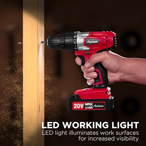 Image of AVID POWER 20V Cordless Drill Set for Home DIY & Beginner Projects - Lightweight Power Drill with Battery Charger & 22 Bits, Variable Speed, 3 /8 inch Keyless Chuck, Ideal for Furniture Assembly (Red)