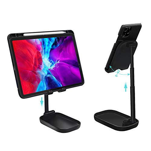 SUOHONG Handy-/Tablet-Ständer, höhenverstellbar und neigbar, tragbar, universal, für Smartphones und Tablets bis 25,6 cm (10,2 Zoll), Schwarz Cover