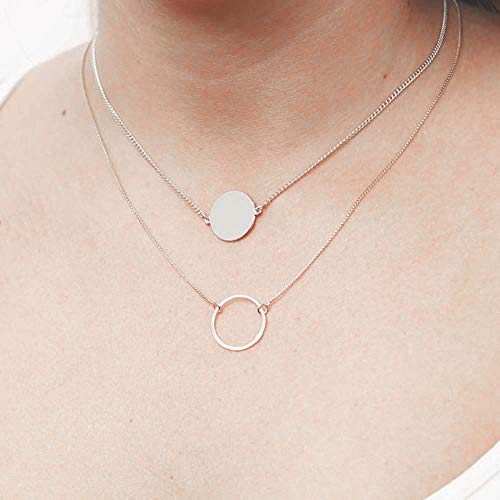 Preisvergleich Produktbild Jovono Mehrschichtige Halsketten Mode Pailletten Kreis Anhänger Halskette Kette Schmuck für Frauen und Mädchen (silber)