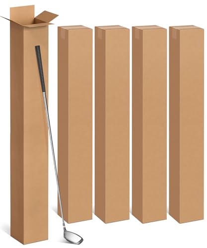 Magicheap 5 Pack Golf Club Shipping Boxes, 48x4x4 Inch Tall Corrugated Cardboard Golf Club Box for Shipping Packaging Moving Mailing