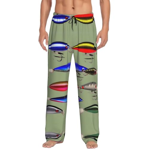 Pantalon de pyjama pour homme taille M ample imprimé leurre pêche noir avec poches