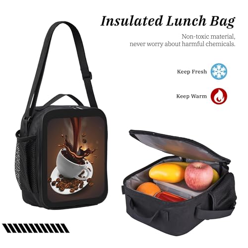 Modern Brown Coffee 3 Pcs 17 Inches Backpack Set with Insulated Lunch Bag And Pencil Pouch Large Back Pack for Men Women Lunchbox Pencil Case Waterproof Backpacks Lunch Box 3 Piece Daypacks 6