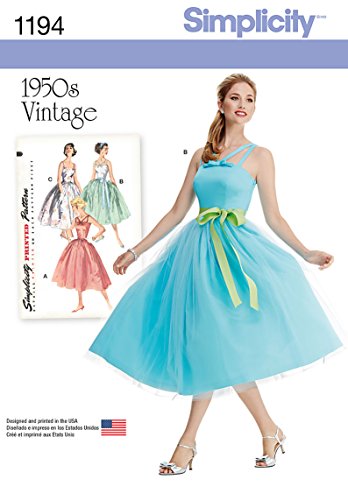 Simplicity Creative Patterns 1194 Misses' and Miss Petite Vintage Dress, H5 (6-8-10-12-14)