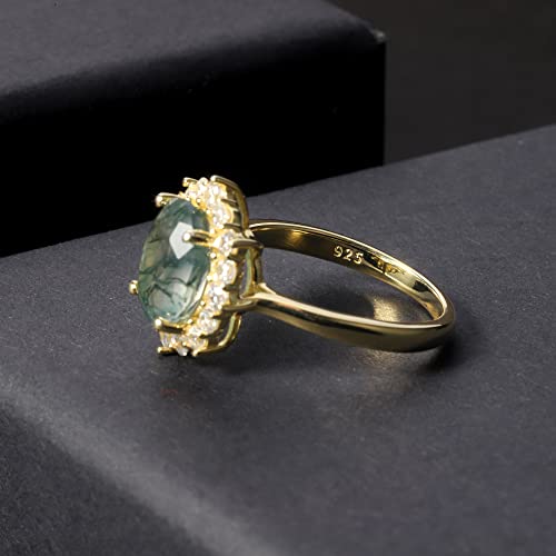 Gem's Beauty Moss Agate Rings 14k Gold Engagement Rings Women in 925 Sterling Silver Rings3