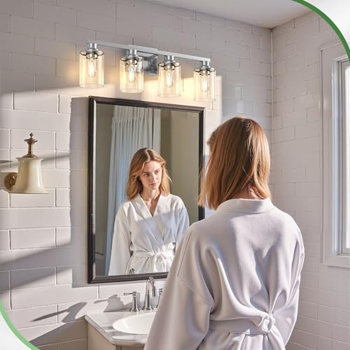 Image of DORESshop 4-Light Chrome Bathroom Vanity Light Fixture ETL Listed