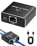 Ethernet Splitter 1 to 2 1000Mbps High Speed Ethernet Switch Gigabit Network Switch RJ45 LAN Internet Splitter with USB-C Power Cable 2 Devices Simultaneously Networking for Cat5/6/7/8 Cable