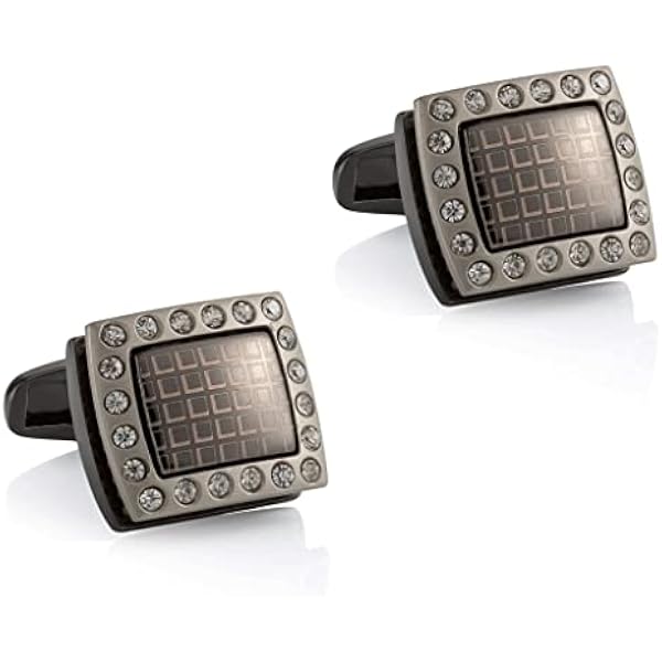 Square Plated Diamond Alloy Cufflinks Men'S Shirt Accessories French Cufflinks(White-Patch Five-Pointed Star)