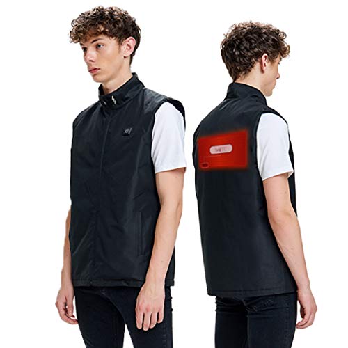 Lightweight Heating Electric Vest Heated Jacket Cold-Proof Heating Clothes Washable for Women andMen with USB Charging Insert (Men-Black, L)