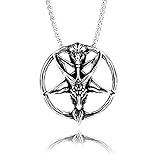 Goat Head Devil Satan Skull Necklace Pendant Necklace for Men Women Amulet Necklace for Unisex with 23.6'' Stainless Steel Chain Punk Hip Hop Rapper Accessories
