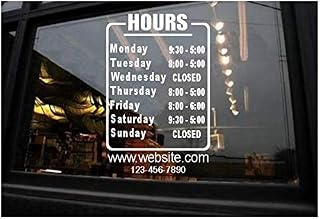 StickerLoaf Brand STORE HOURS NAME CUSTOM WINDOW DECAL BUSINESS SHOP Storefront VINYL DOOR SIGN COMPANY bar pub restaurant laundromat food truck cafe deli gym