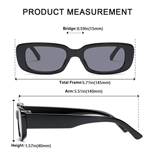 Image of Vintage Rectangle Sunglasses for Women Men 90s Fashion Narrow Square Frame Eyewear UV400 Protection