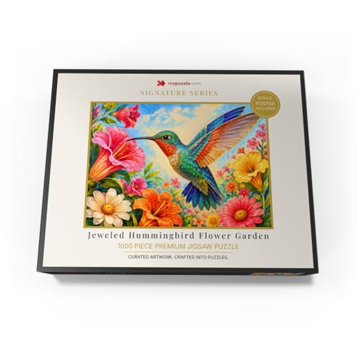 MyPuzzle Jeweled Hummingbird Flower Garden - Rompecabezas premium de 1000 piezas para adultos miniatura 4