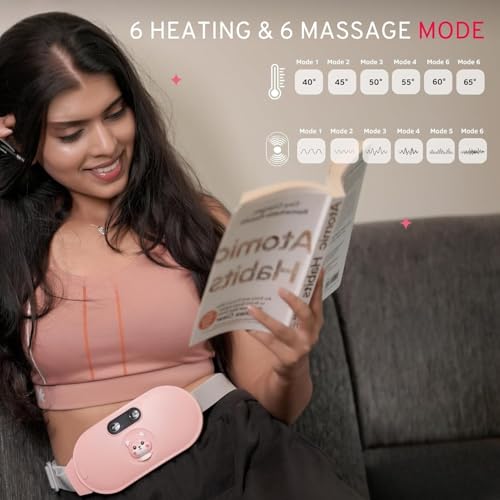 Image of KOT Heating Pads for Cramps, Period Cramp Massager Portable Cordless Heating Pad with 6 Heat Levels and 6 Massage Modes, Heating Pad for Back Pain Relief Menstrual Heating Pads, Pink (PINK-DOLL)