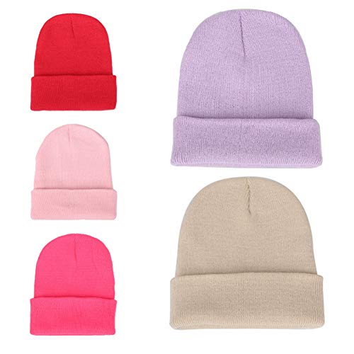 Byyushop Warm Hats,Men Women Solid Color Warm Woolen Knitted Cap Fluorescent Cuffed Beanie Hat - Black #TOP4
