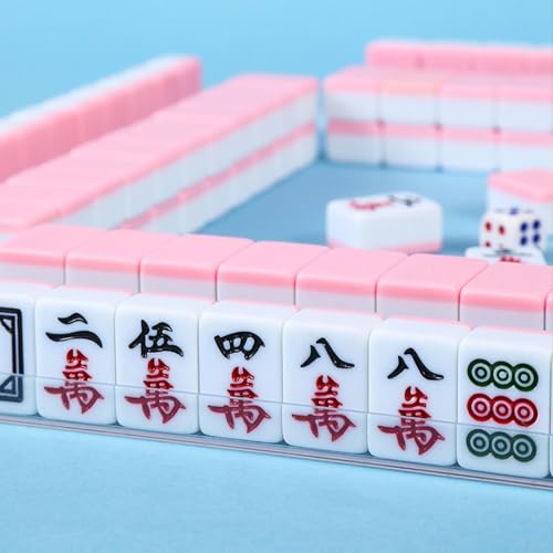 Set mini Mahjong chino portátil con reglas y mantel miniatura 3