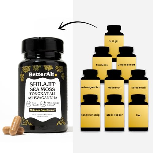 Image of 8800mg Shilajit, Maca Root,Ginkgo Biloba, Sea Moss,Ashwagandha,Tongkat Ali ,Panax Ginseng,Safed Musli & Zinc| Boost Stamina & Energy,20 Capsules| 95 + minerals|All in One Supplement for Men & Women