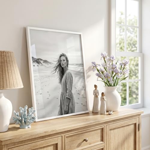 Image of Americanflat 16x20 Picture Frame with Polished Plexiglass - Streamline Collection - Thin Border Picture Frame for Wall Display - Hanging Hardware Included - White