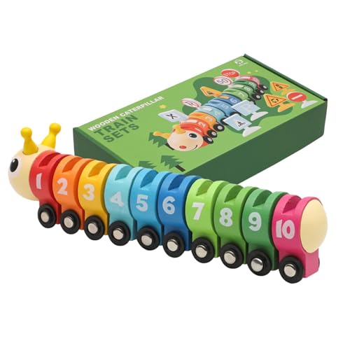Juguetes de matemáticas para niños: tren de madera caterpillar y juego de conteo