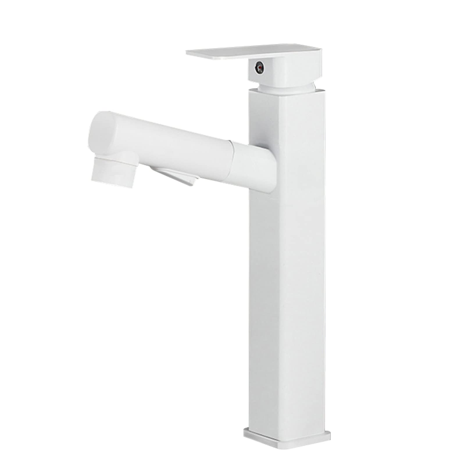 Mitigeur de lavabo de salle de bain pivotant blanc avec douchette grand robinet de vasque