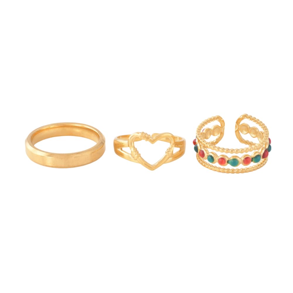 Heart Enamel Ring Set for Women - Gift for Girls & Women | Waterproof & Anti Tarnish Rings-image-26