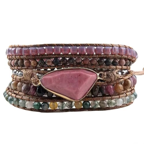 Image of Boho Wrap Bracelet for Women, Handmade Natural Imperial Jasper Multi-Layer Stone Beaded Bracelet, Bohemian Healing Crystal Stone Jewelry Gifts