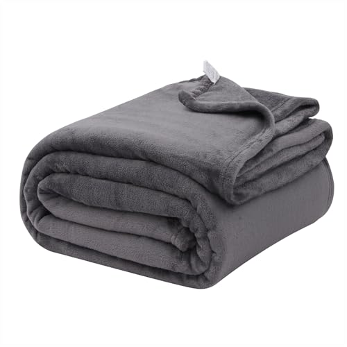 Image of GC GAVENO CAVAILIA Flannel Fleece Throw Blanket Large Travel Sofa Bed Blanket Super Soft Fluffy Warm Throws - Plush Blanket For Bed - 130x150 Cm - Charcoal