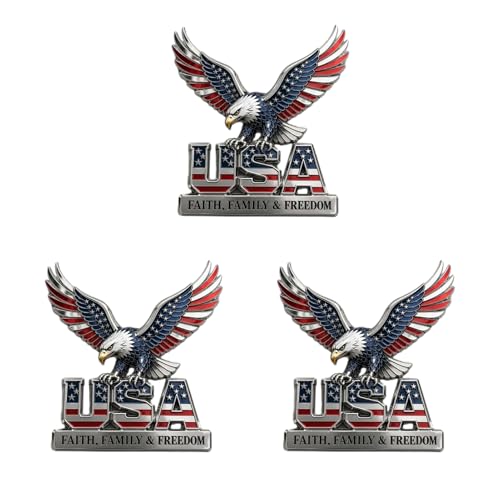 Insignia patriótica 3D de metal para coche con diseño de águila y bandera americana