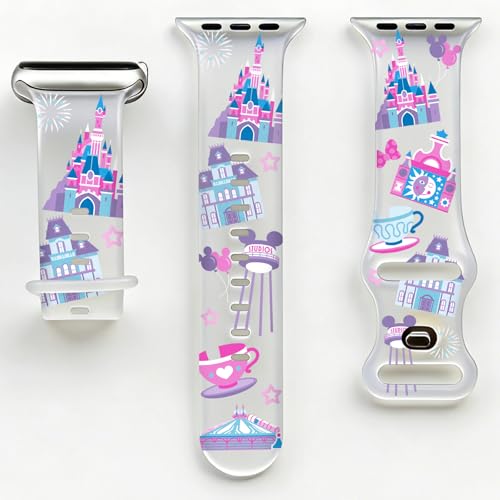 Cartoon Strap for Apple Watch Bands Series 11 10 9 8 7 6 5 4 3 SE SE2 SE3 for Women Cute Soft Silicone iWatch Band 42mm 41mm 40mm 38mm Castle Bracelet for Girl Kids Gift