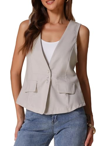 Gilet en lin sans manches fluide léger et respirant pour femme