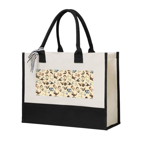 Sac fourre-tout furet en toile réutilisable idéal pour le shopping et les cours