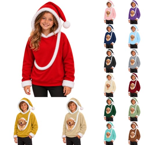 ZRBYWB Christmas Pet Pouch Hoodie Girl Faux Fur Trim Pet Carrying Pullover - image 1