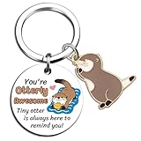 Lelekdo Otter Gifts for Women Cute Sea Otter Keychain Otters Stuff for Otters Lovers Teen Girls Trendy Stuff Inspirational Birthday Graduation Keychain