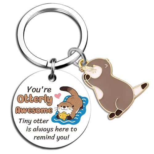 Lelekdo Otter Gifts for Women Cute Sea Otter Keychain Otters Stuff for Otters Lovers Teen Girls Trendy Stuff Inspirational Birthday Graduation Keychain