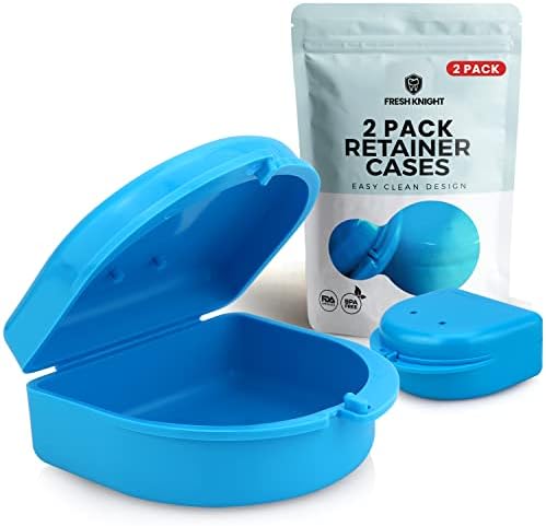Retainer Case (2 Pack). Retainer Case with Vent Holes. Perfect Denture case, Mouth Guard Case, Aligner Case, Mouth Guard Case, Retainer Cases (Sky Blue)