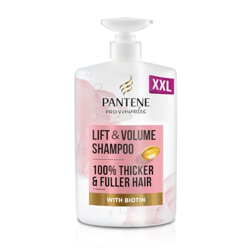 Pantene Lift'N'Volume Thickening Shampoo with Biotin, Silicone Free, 1000ml XL Pump. Pro V Miracles Shampoo Enriched with Antioxidants. Visibly Fuller Hair