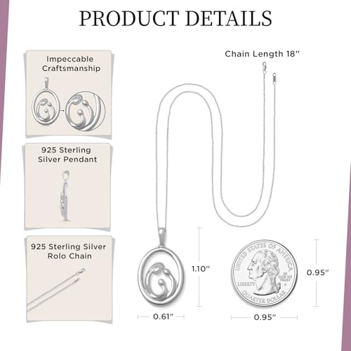 Jewelili Sterling Silver Mom and Children Pendant Necklace3