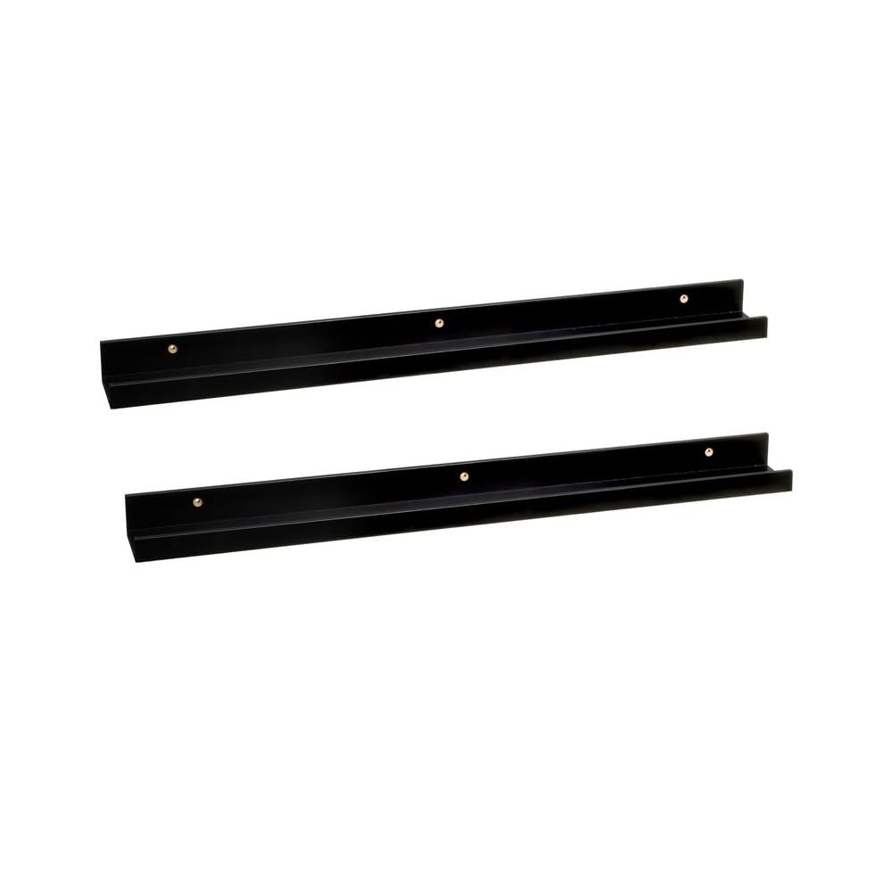 LEKE GO Juego de 2 Estantes de Pared Flotantes de Madera Negro para Marcos de Fotos y Adornos, para Salon, Baño, Cocina 80 cm (Negra, 80 cm)