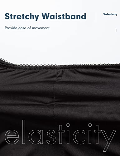 Subuteay Bloomers For Women Anti Chafing Slip Shorts Loose Pettipants With Lace Trim Mid Thigh Small Black #TOP3