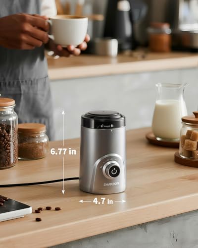 SHARDOR Electric Super Silent Blade Coffee Grinder, Timed Grind Control Rotary Knob, Adjustable Coarse to Fine for Coffee Beans, Spices & Herbs, Silver - 5